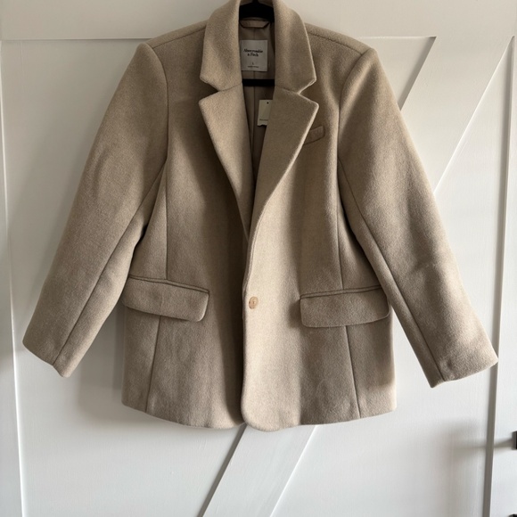 NWT! ABERCROMBIE & FITCH WOOL BLEND BLAZER / JACKET / COAT - SIZE LARGE - Picture 1 of 2